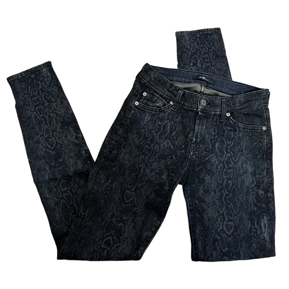 7 For All Man Kind Snake Print Skinny Jeans - Picture 1 of 13